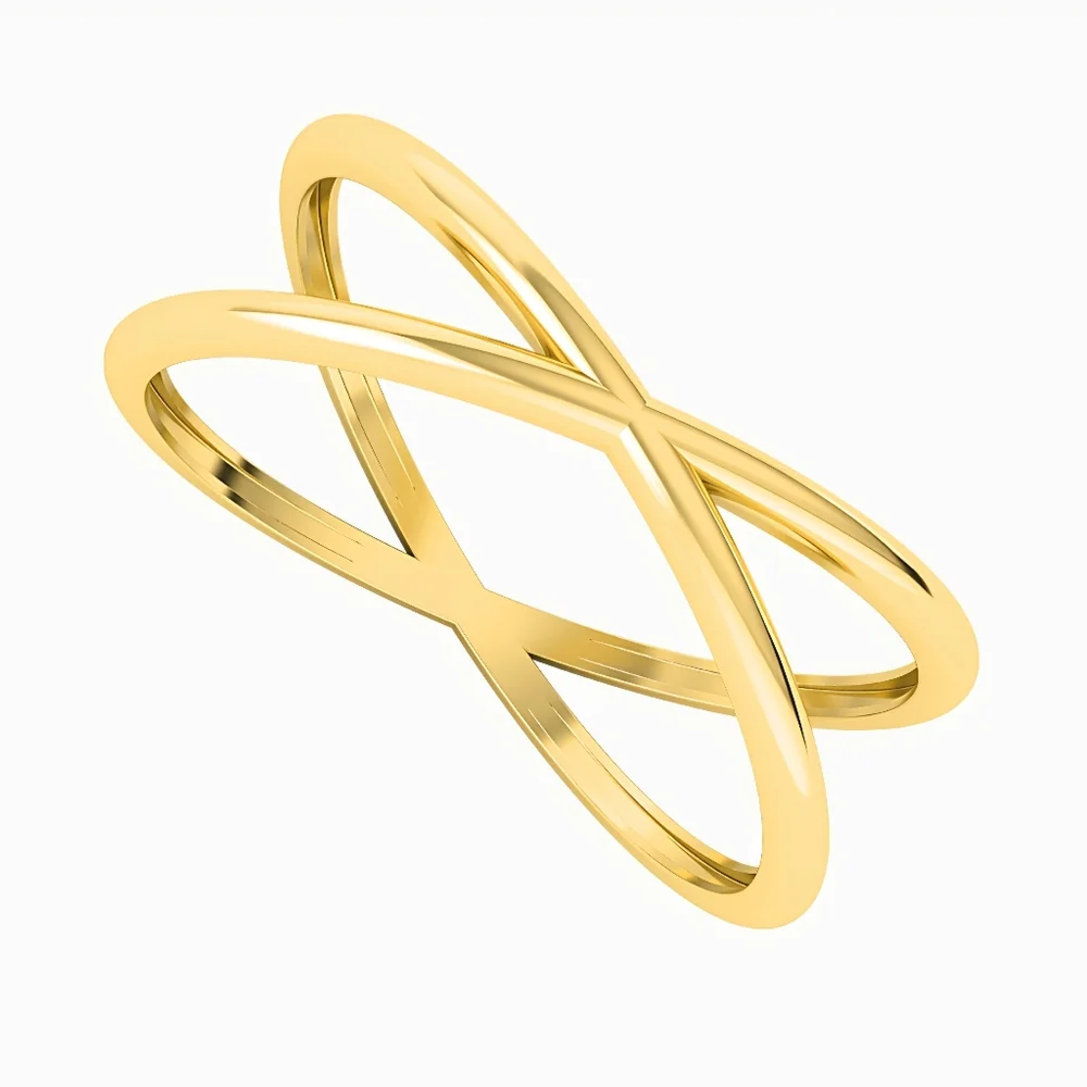 Gold Ring Contemporary Minimalist Double Cross Size 7 Fashion Jewelry + Gift Box